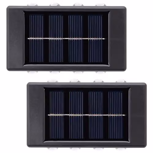 GardenKraft 2-Pack Solar Outdoor Wall Lights in Black with Warm White LEDs – 1
