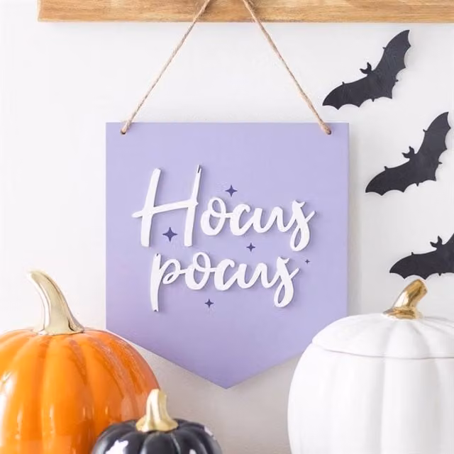 Uniqueful Purple Hocus Pocus Halloween Hanging Sign