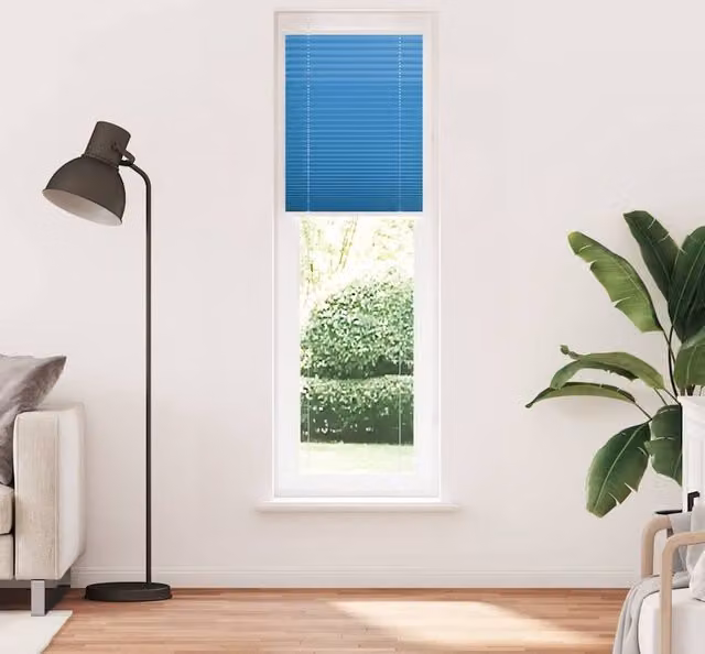 Berkfield Home Blue Single Pleat Polyester Cord Blind, W: 64.4 cm, H: 200 cm – 1