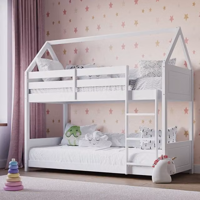 Flair Plation Low Play House Bunk Bed in White Solid Wood