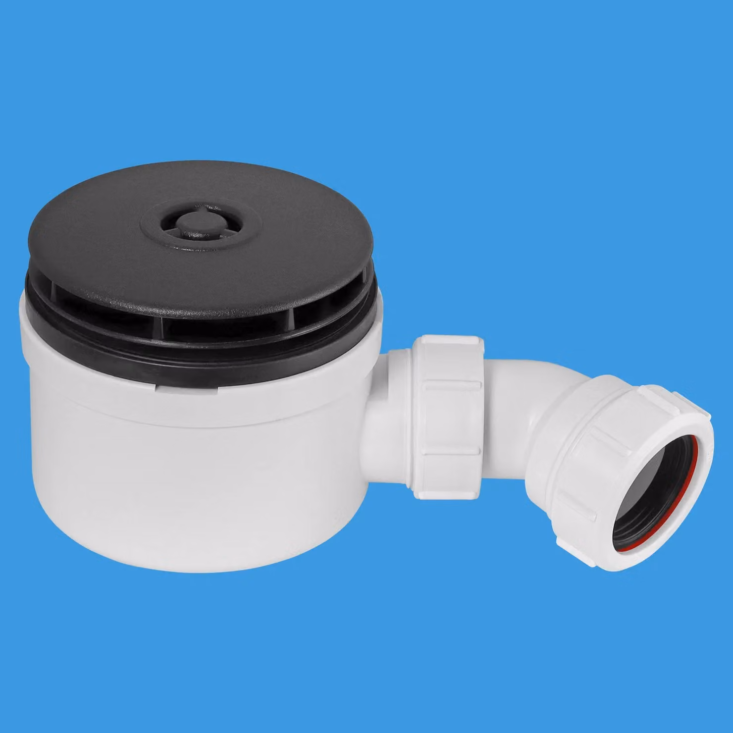 McAlpine ST90MB10-70 90mm Round Shallow Shower Trap, White, Height: 70 mm – 2