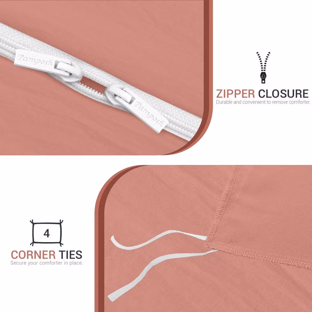 Grace Prewashed Microfibre Duvet Cover Set in Rose Pink, Single Size – 2
