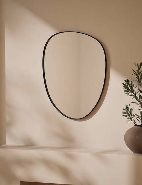 M&S Pebble Metal Curved Wall Mirror in Black