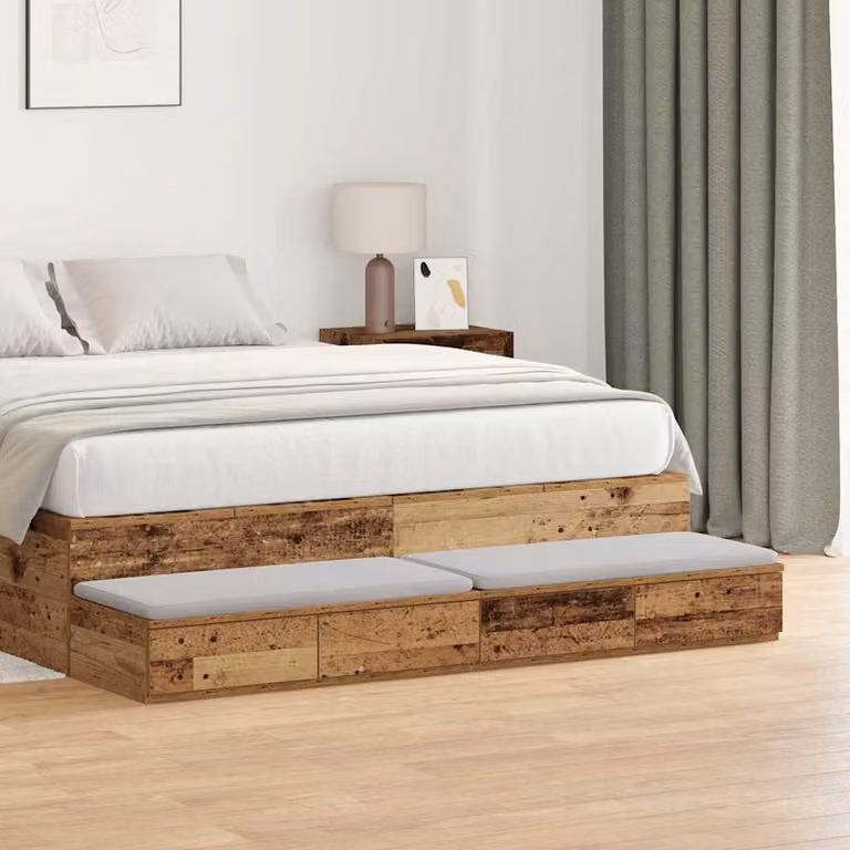 Berkfield Home Decorative Bed Drawers in Old Wood Brown, W: 160 cm, D: 36.5 cm, H: 16.5 cm
