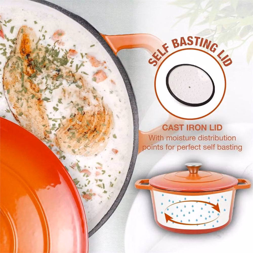 Nordara Orange Enamelled Cast Iron Casserole Pot, 5 l – 4