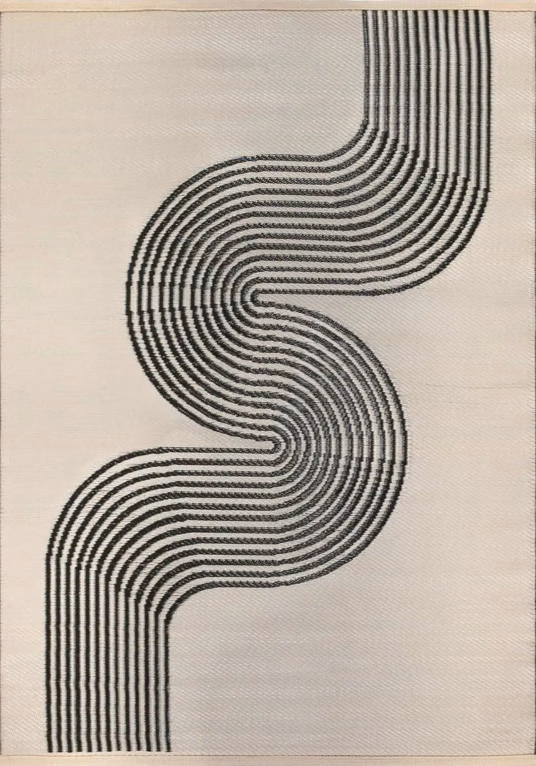 THE RUGS Reversible Weatherproof Outdoor Rug Urban 1010 Wavy Lines in Black and Beige, W/D/H: 90 x 150 cm – 3