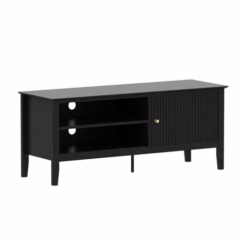 Melody Maison Hales Black Wooden Fluted TV Cabinet with Gold Details, W/D/H: 120 x 50 x 40 cm – 3