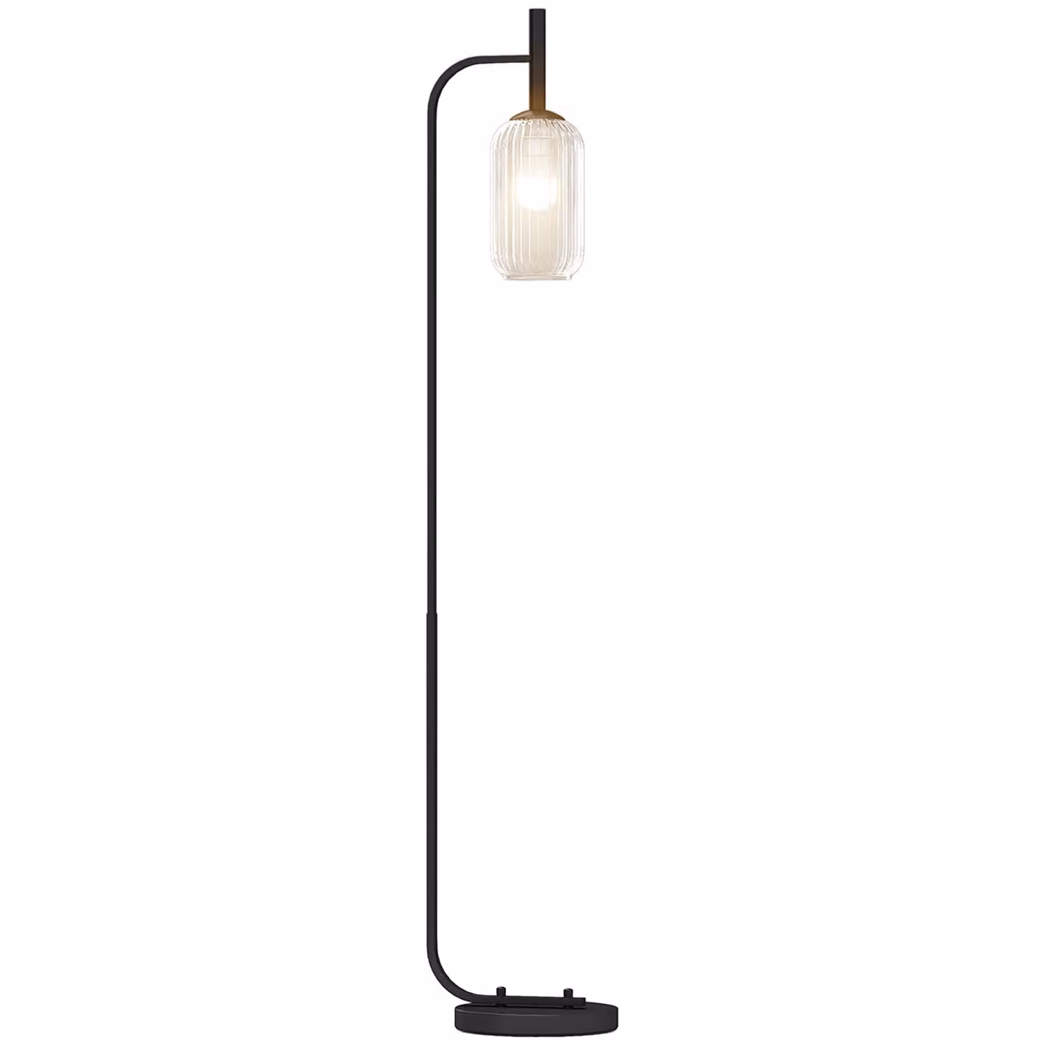 HOMCOM Modern Floor Lamp with Transparent Glass Lampshade and Foot Switch in Gold or Black – 1