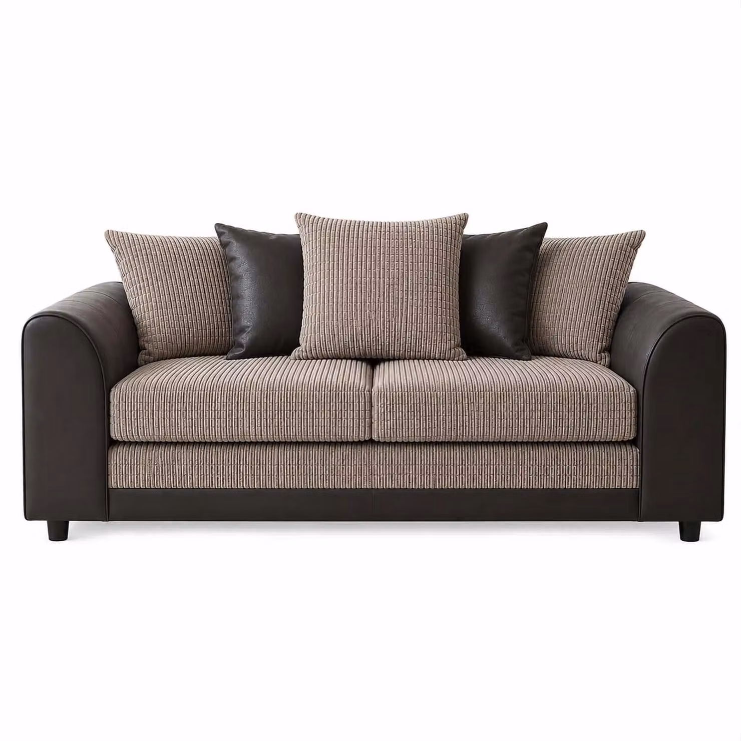 Furnishings For Less UK Luca 3 + 2 Sofa Suite in Black and Grey with Fabric and Synthetic Leather Trim – 2