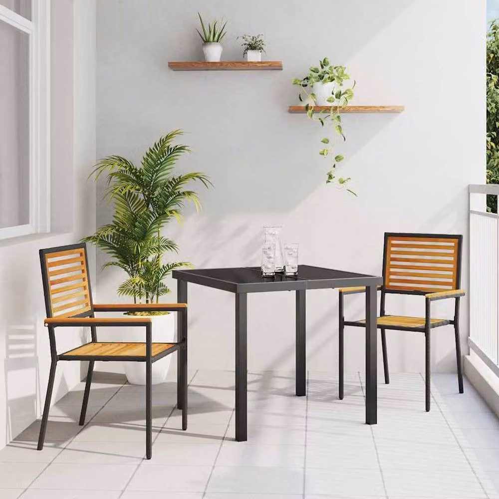 Berkfield Home Stacking Garden Chairs, 2 Pack, Black Poly Rattan – 2