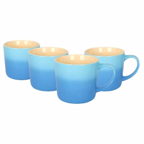 Argon Tableware Blue Ombre Bone China Coffee Mugs, Set of 4, 330ml