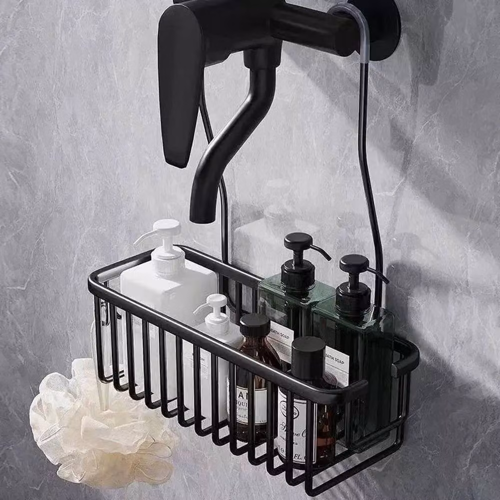 KORVIXA Hanging Modern Over Screen Bathroom Shower Caddy Rack in Black, W: 70 cm, H: 75 cm – 3