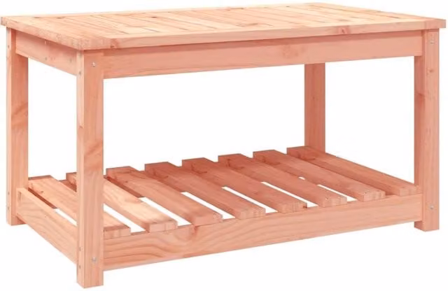 Berkfield Home Rustic Solid Wood Garden Table in Beige, W/D/H: 82.5 x 50.5 x 45 cm