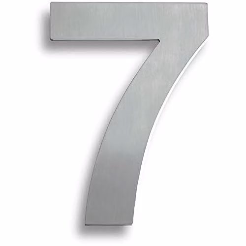 Loops Satin Stainless Steel Numeral 7 in Silver, 178mm