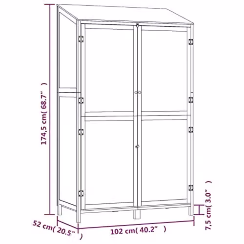 vidaXL Rustic Brown Garden Shed made of Solid Wood, W/D/H: 102 x 52 x 174.5 cm – 3