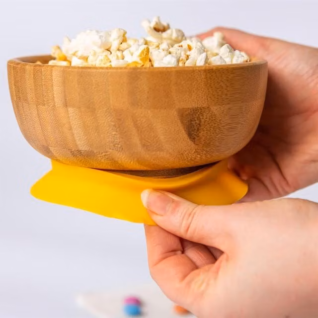Tiny Dining Childrens Bamboo Suction Cereal Bowl in Yellow