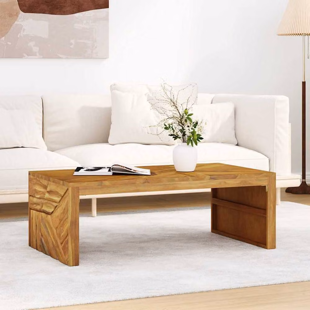 Berkfield Home Solid Wood Teak Coffee Table in Brown, W/D/H: 110 x 60 x 38 cm – 2