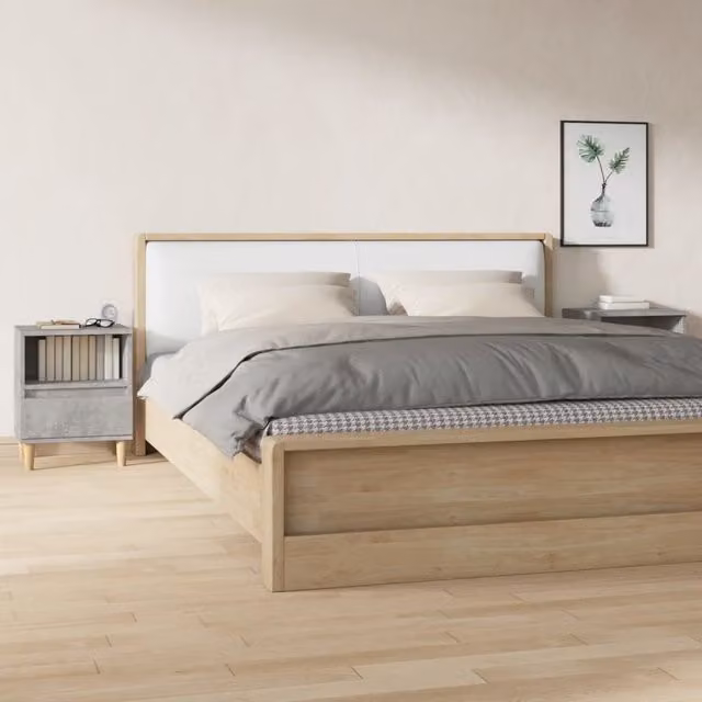 Berkfield Home Set of 2 Bedside Cabinets in Concrete Grey, W/D/H: 40 x 35 x 50 cm