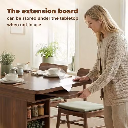 HOMCOM Extendable Rectangular Dining Table in Brown, W/D/H: 120 x 70 x 75 cm – 5
