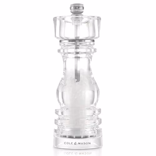 Cole & Mason Transparent Acrylic Salt Grinder with Ceramic Mechanism, Height: 18 cm – 1