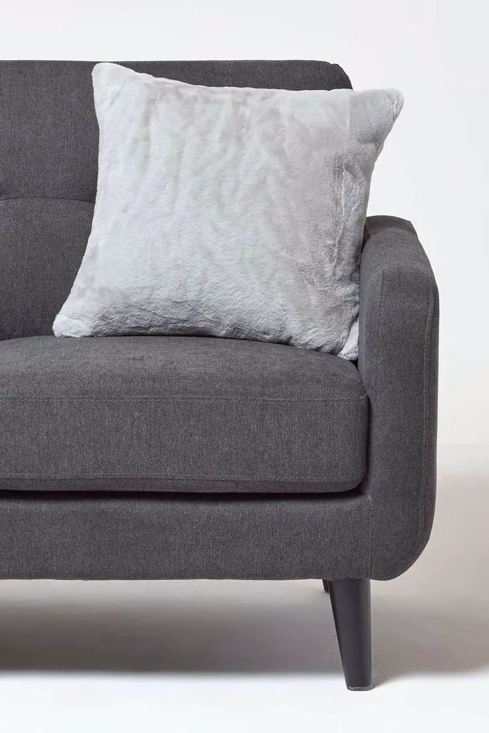 Homescapes Grey Velvet and Faux Fur Square Decorative Cushion, W/D/H: 46 x 46 x 46 cm – 2