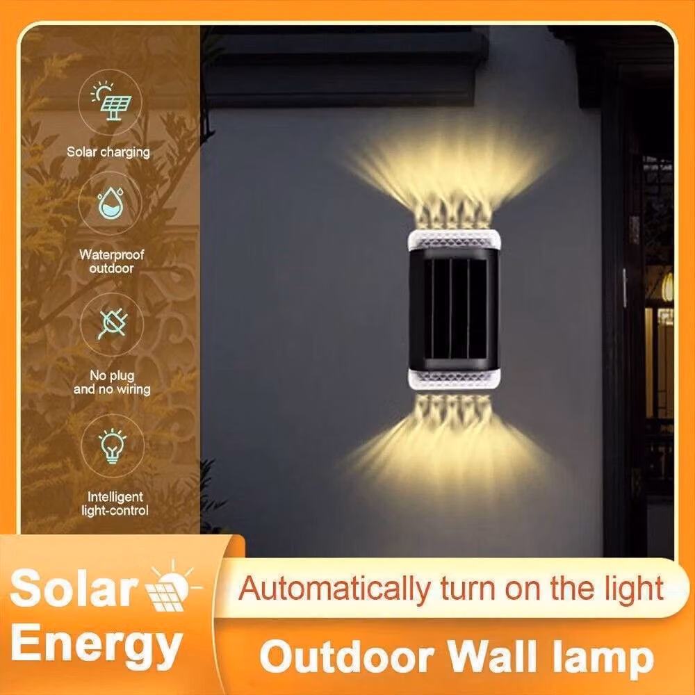 NESTLUNE 8-Pack Solar Powered Warm White Accent Lights in Black for Garden Fences and Walls – 4