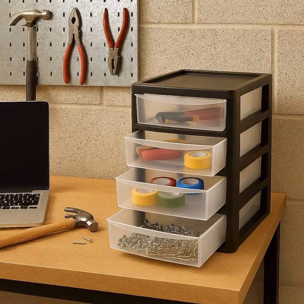 FLAVORA A4 4 Drawer Plastic Storage Unit in Black – 3