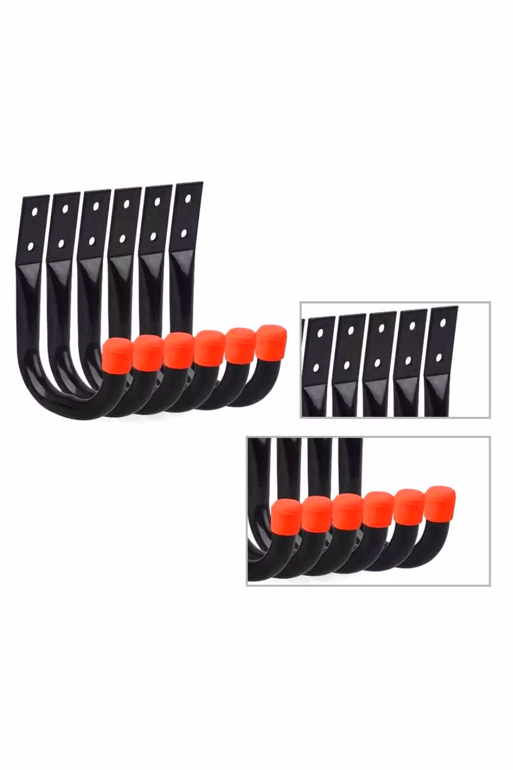 KDMD 6-Pack Heavy Duty Steel Wall Mounted Utility Hook Organiser in Black – 2