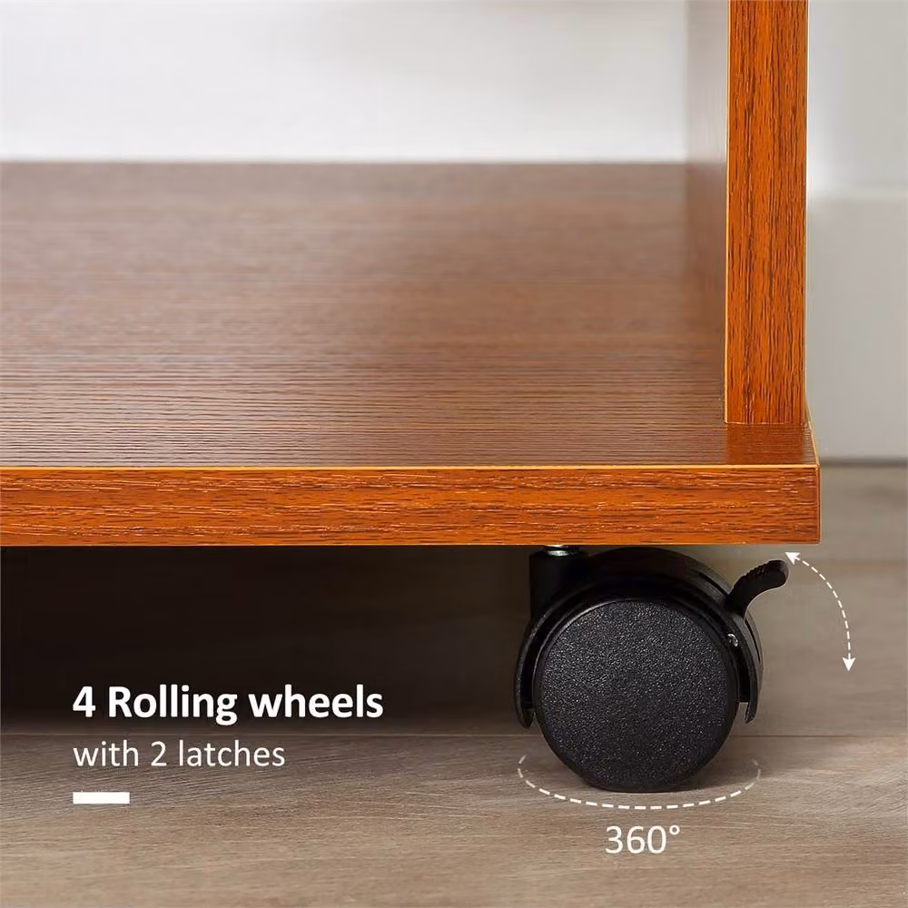 KORVIXA Walnut Open Wardrobe on Wheels, Brown, Width: 100 cm – 3