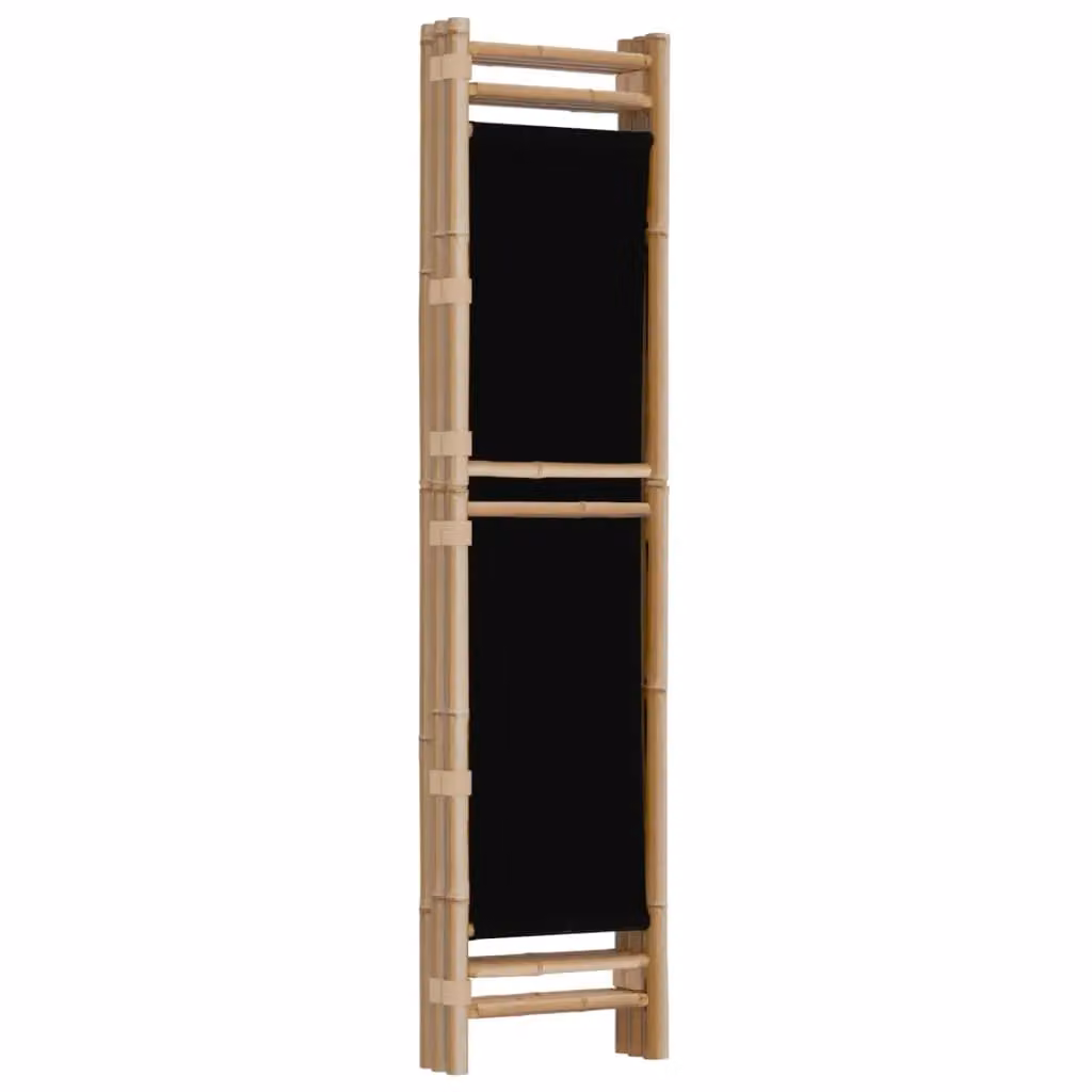 Berkfield Home 3-Panel Folding Room Divider in Black Bamboo and Canvas, Width: 120 cm – 4