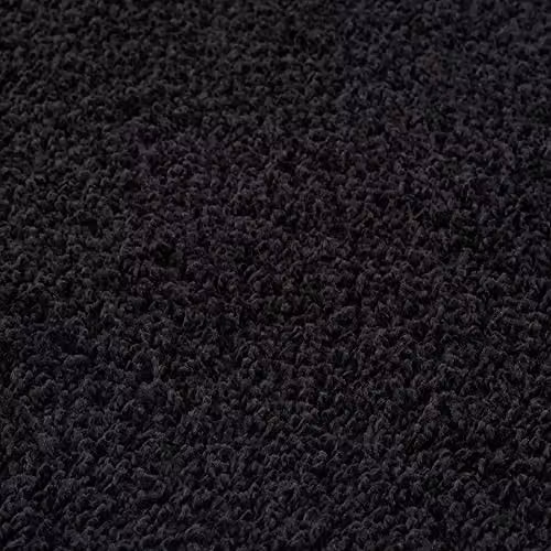 THE RUGS Black Plain Soft High Pile Shaggy Square Rug, W/D/H: 120 x 120 x 3 cm – 4
