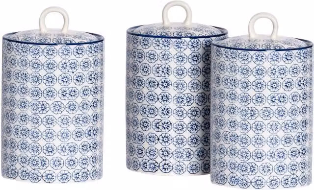 Nicola Spring 1 l Floral Ceramic Kitchen Canister in Blue
