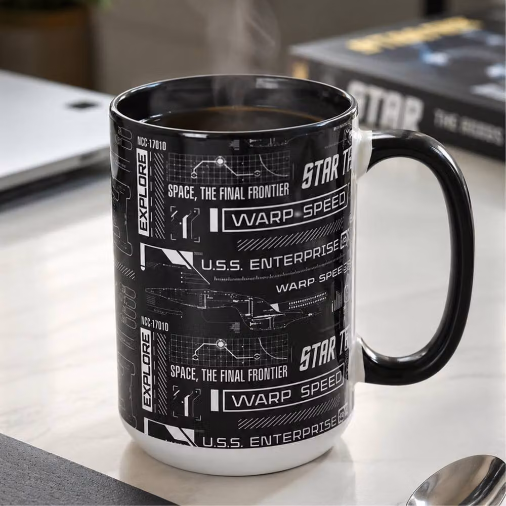 Widdop and Co. Star Trek Tech Geometric Mug in Black and White, 444ml – 6