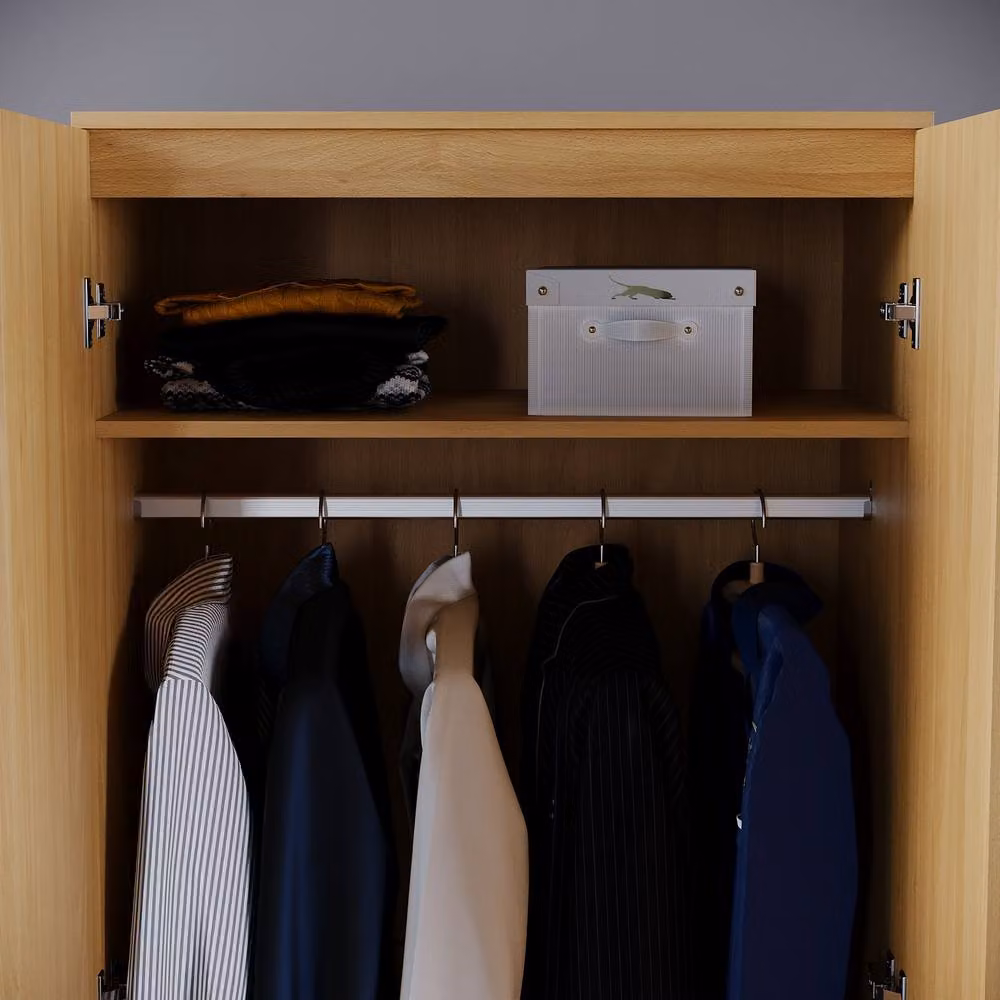HD Designs 2 Door MDF Wardrobe in Brown, H 170 cm x W 76 cm x D 47 cm – 4