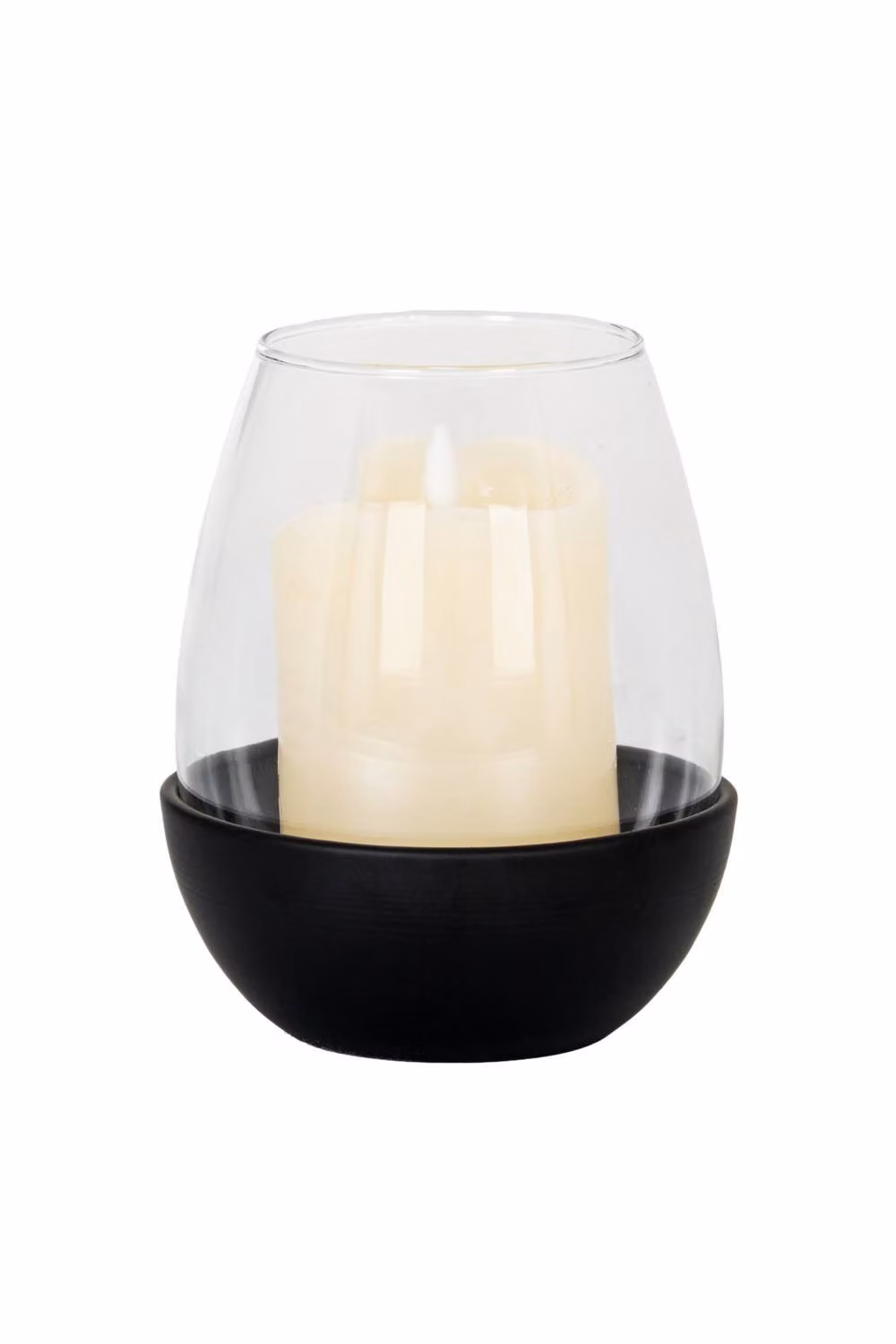 KDMD Neris Medium Pillar Candle Holder with Glass Goblet in Black – 2