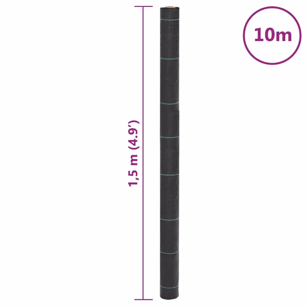 Berkfield Home Black Weed Membrane, W: 1.5 m, L: 10 m – 4