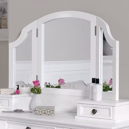 Statement Furniture Gainsborough 3-Way Tabletop Dressing Table Mirror in White, W: 105.5 cm, H: 60 cm, D: 2 cm