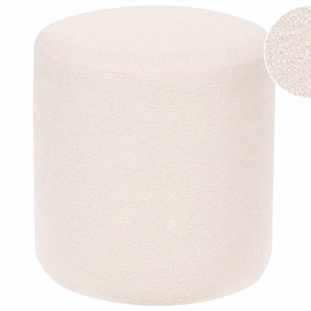 Wyld and Coco White Bouclé Round Pouffe, W/D/H: 39 x 39 x 41 cm – 2