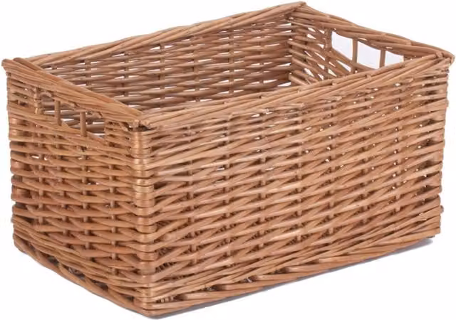 Red Hamper Unlined Double Steamed Open Wicker Storage Basket in Brown, 37 cm