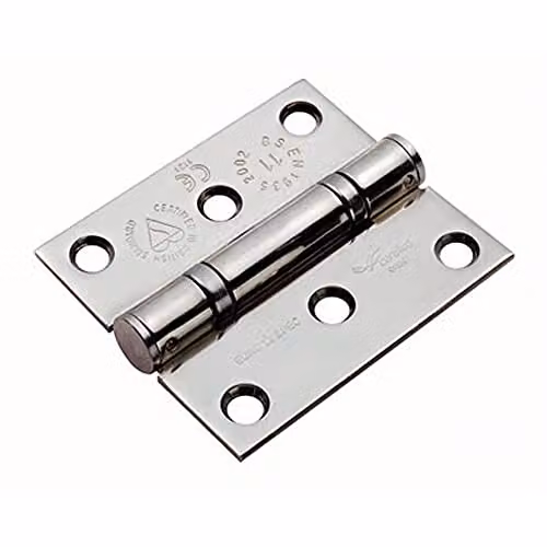Loops Pair of Bright Stainless Steel Ball Bearing Hinges for Interior Doors, W/D/H: 76 x 67 x 2.5 mm