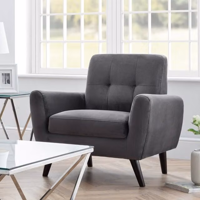 Julian Bowen Monza Grey Velvet Armchair