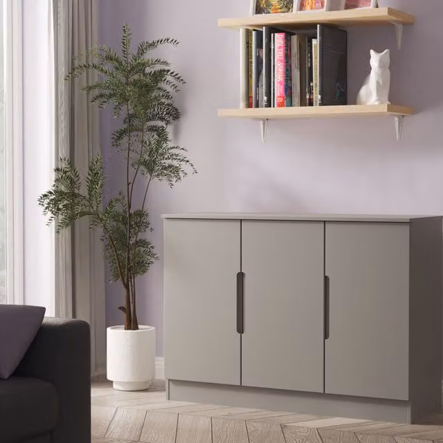 2 U Lucca Ready Assembled 3 Door Sideboard in Dark Grey