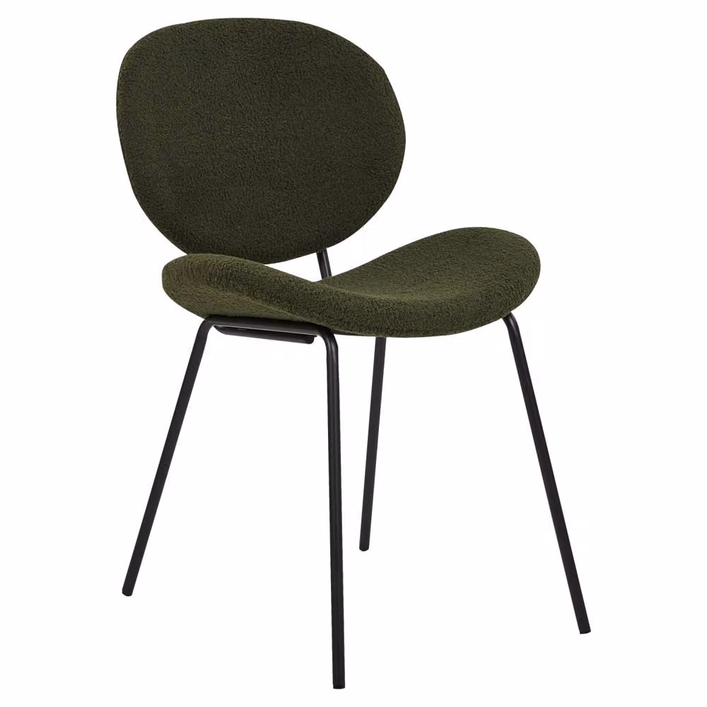 Wyld and Coco Set of 2 Dark Green Boucle Dining Chairs – 3