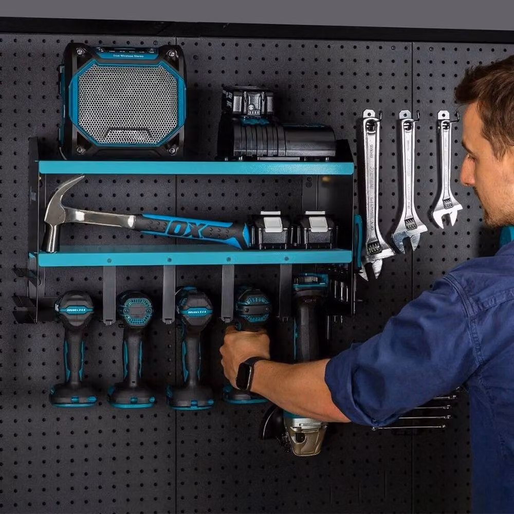 NESTLUNE 3 Layer 5 Slots Wall Mounted Power Tool Organiser and Drill Storage Rack, Blue, W: 52 cm – 4