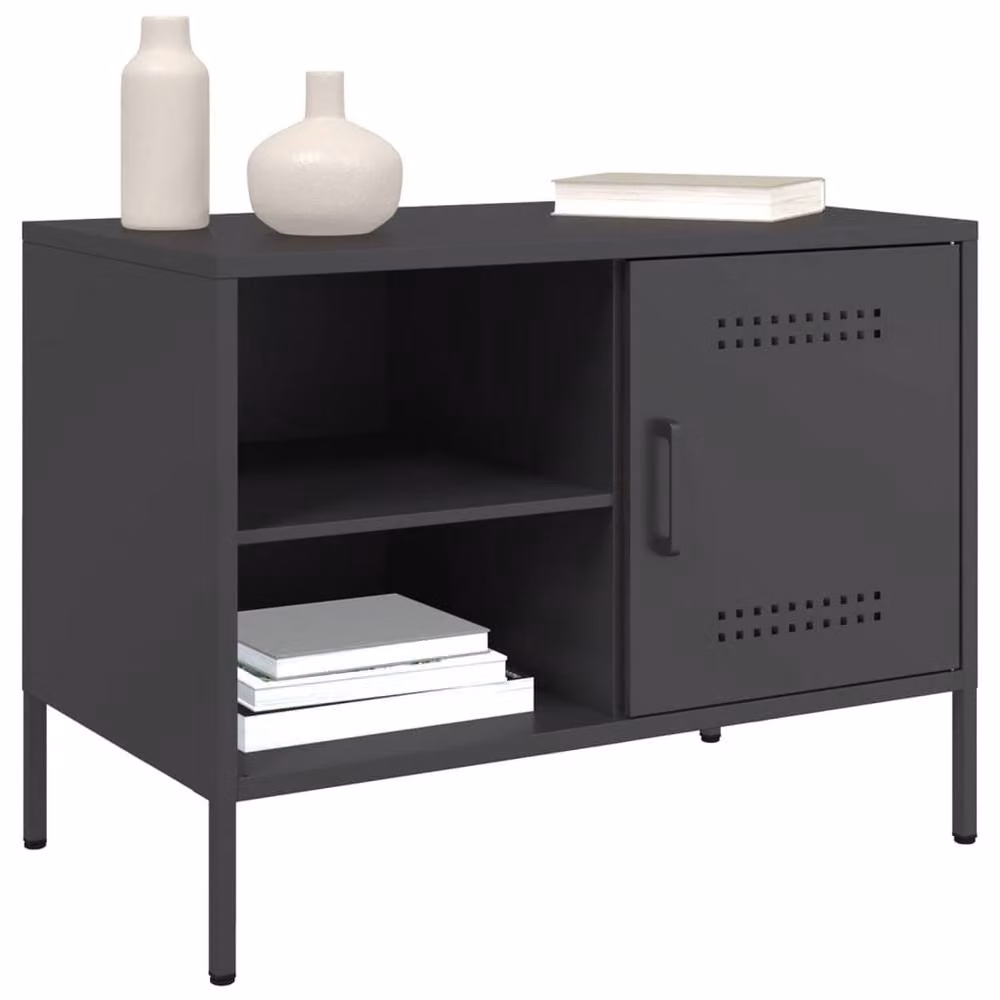 Berkfield Home Set of 2 Industrial Metal TV Cabinets in Black and Anthracite, W: 68 cm, D: 39 cm, H: 50.5 cm – 4