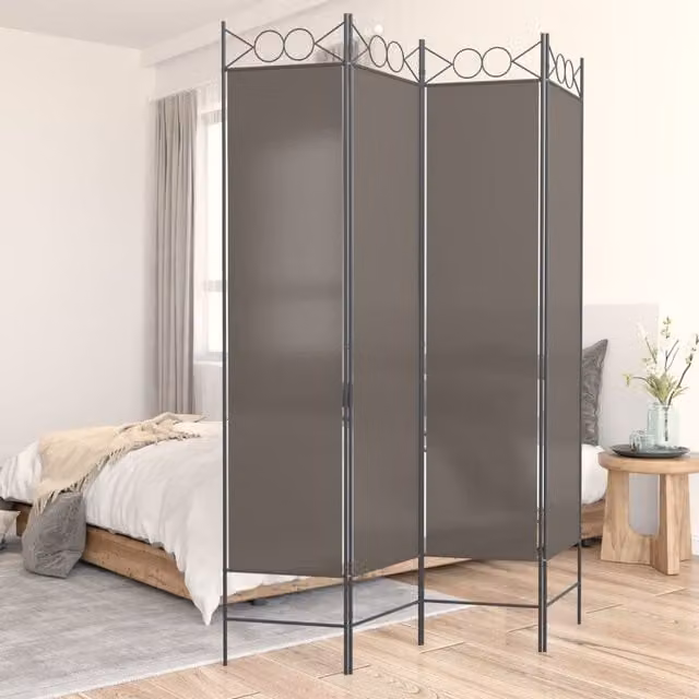 Berkfield Home 4-Panel Room Divider in Anthracite and Black Fabric, W/H: 160 x 200 cm – 1