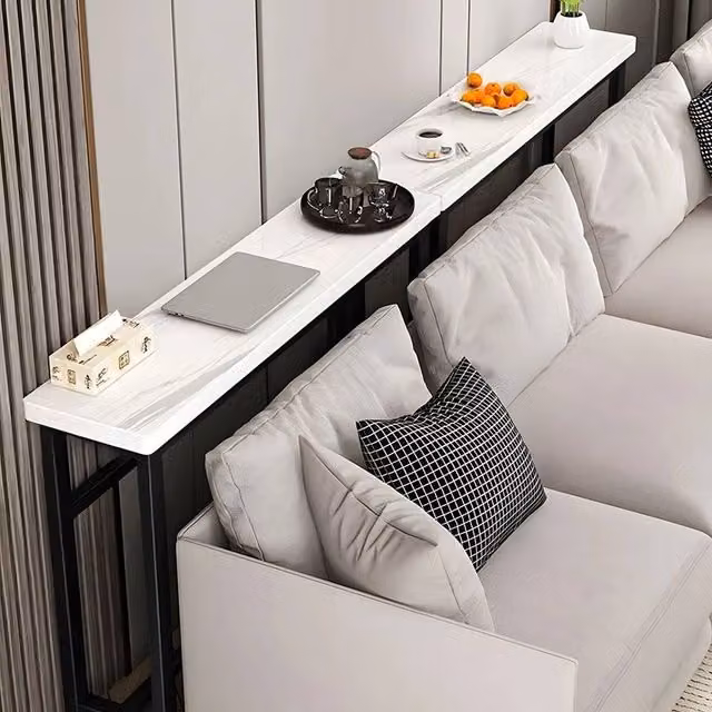 SPETLEK Modern White Marble Narrow Slim Hallway Console Table