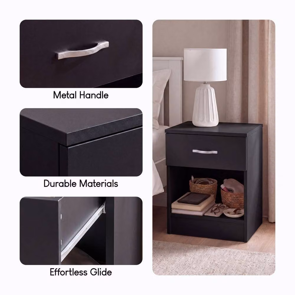 Vida Designs Riano Set of 2 Black 1 Drawer Bedside Chests – 5