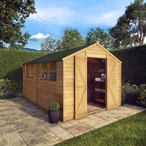 Mercia Garden Products Brown Wooden Value Overlap Apex Garden Shed W: 365.76 cm, D: 242.98 cm, H: 212.0 cm – 4