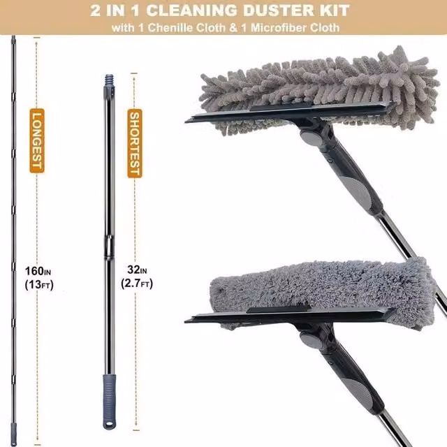 EONLION Grey Glass Cleaning Squeegee with Refillable Microfibre Head, Width: 100 cm